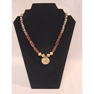 Peyote Bird Floral Pendant Wood Bead Necklace 19.5" Tribal Ethnic Boho NWT